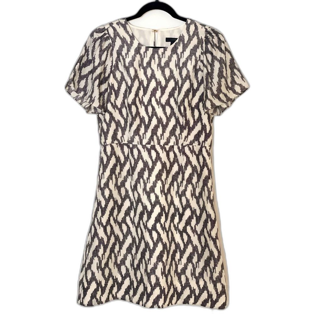 J. Crew 100% Silk Geometric Dress Size 4 or Small Neutral D48